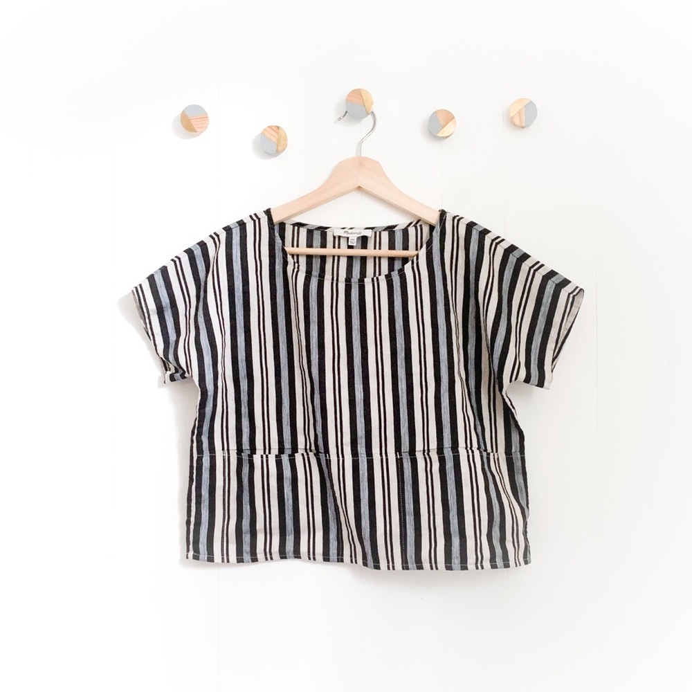 Madewell Black and White Striped Blouse
